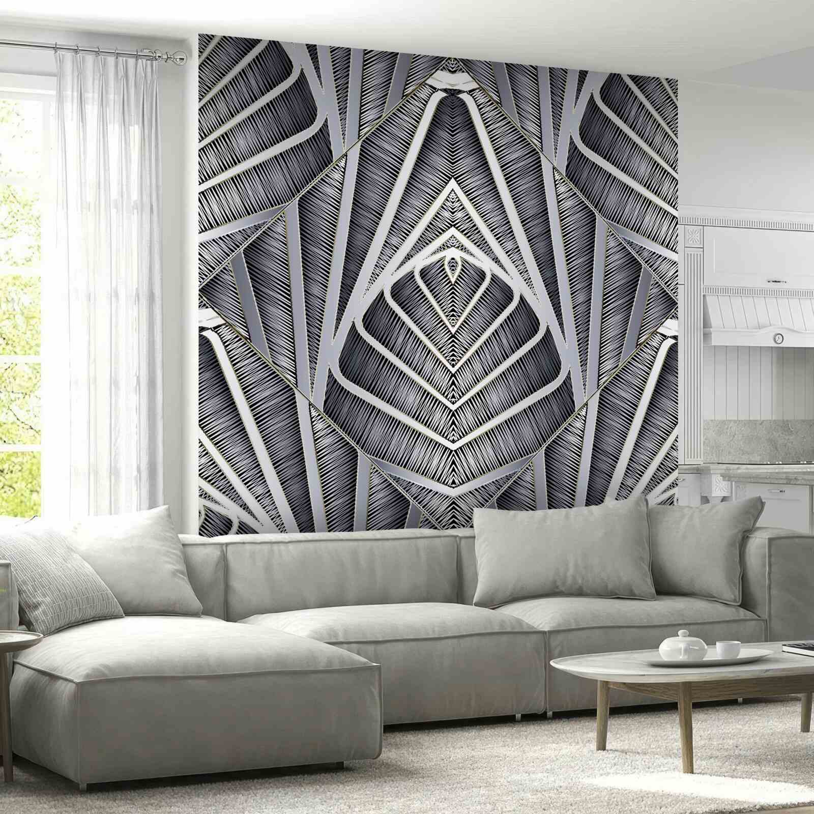 Papier peint motif abstrait de feuilles