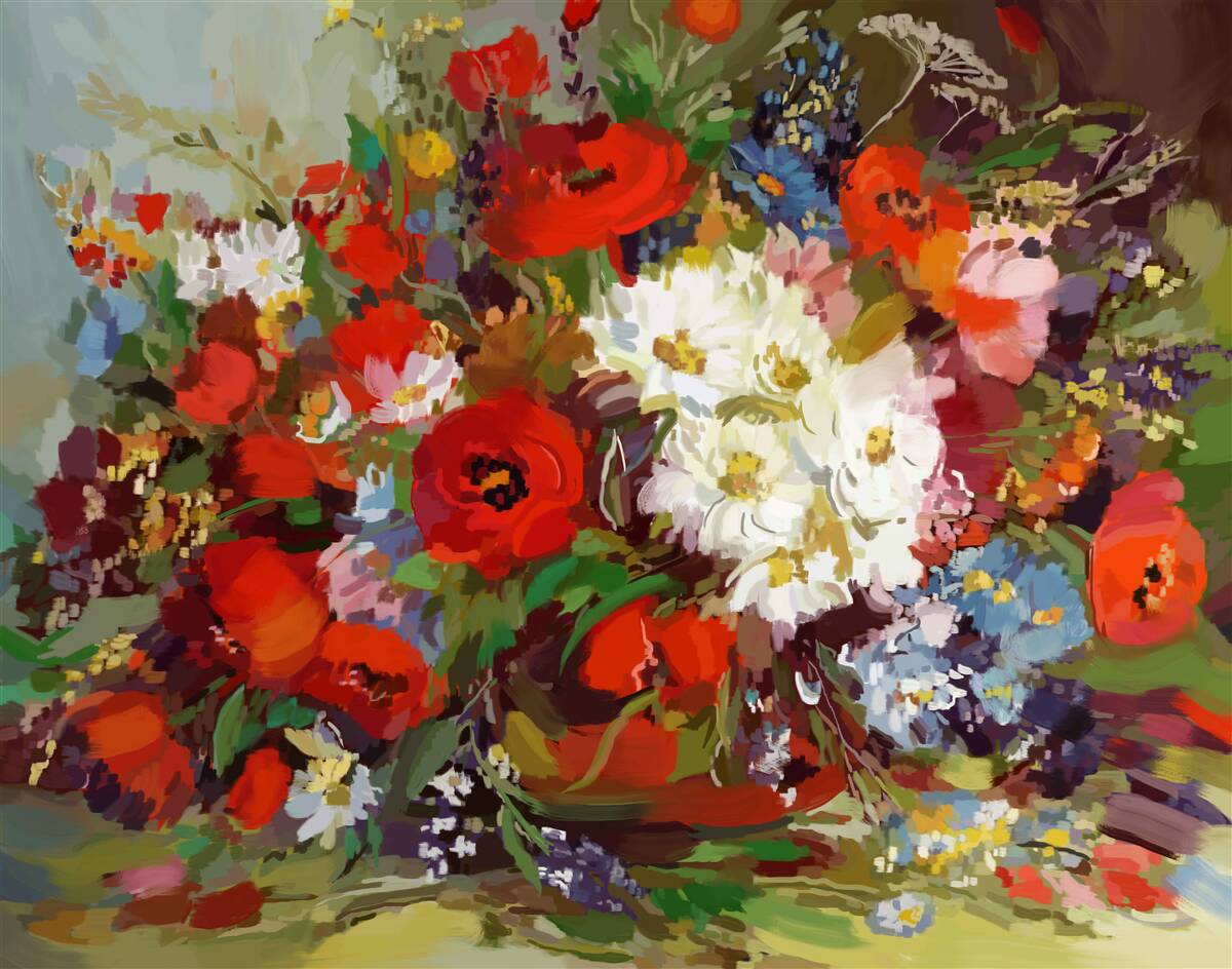 Papier peint composition des fleurs récoltées dans les prairies d'été