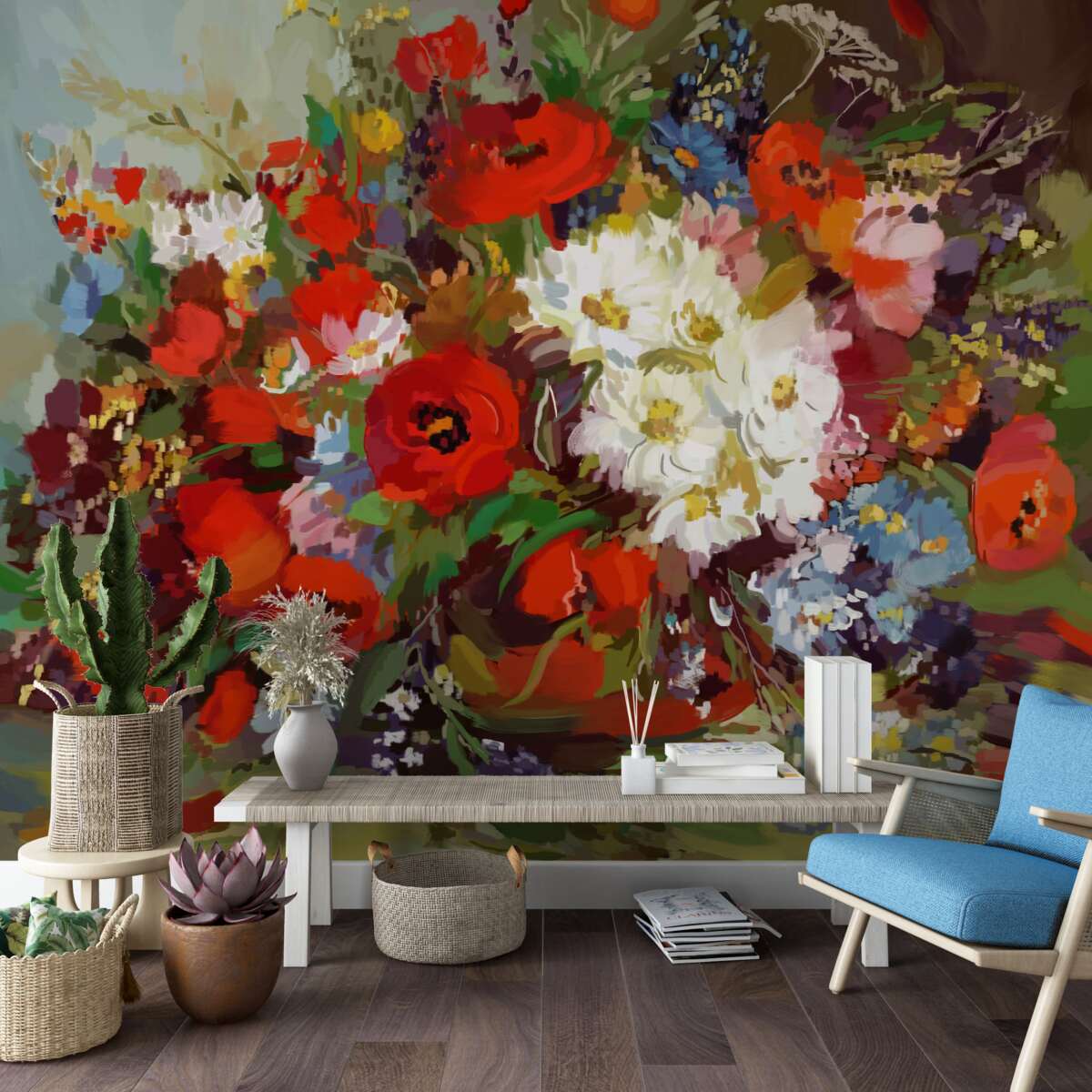 Papier peint composition des fleurs récoltées dans les prairies d'été