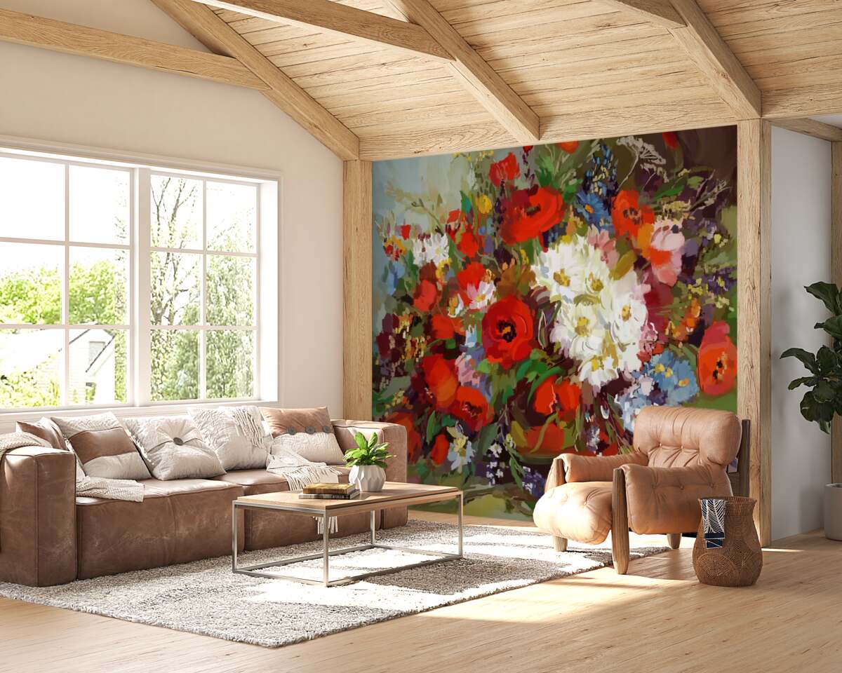 Papier peint composition des fleurs récoltées dans les prairies d'été