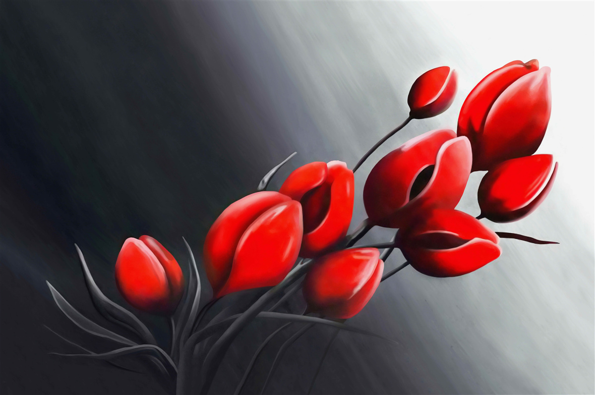 Papier peint des tulipes rouge vif qui ne se sont pas encore ouvertes