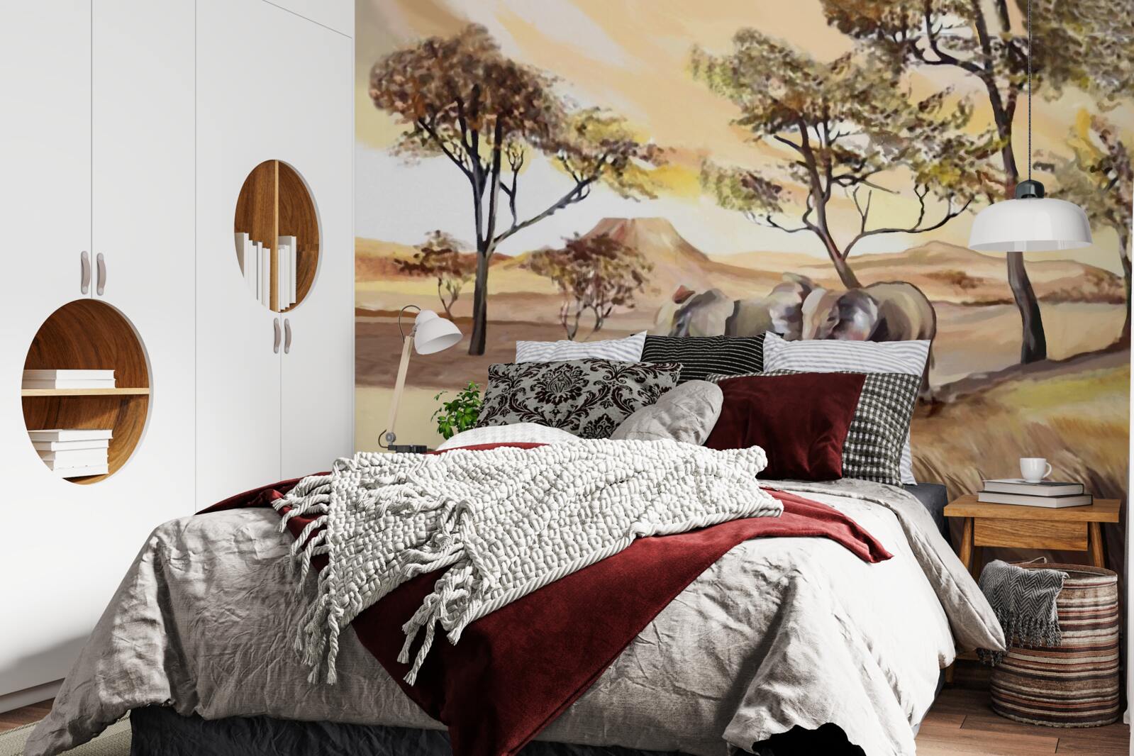 Papier peint voyage en famille à dos d'éléphant