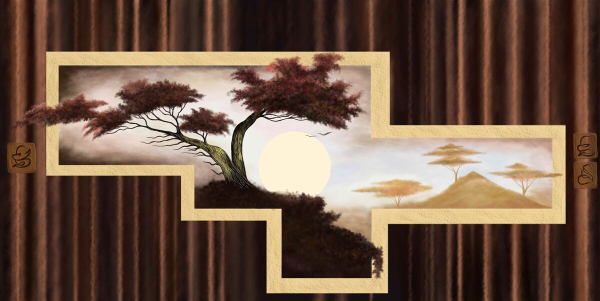 Papier peint lever de soleil sur un vieux bonsaï