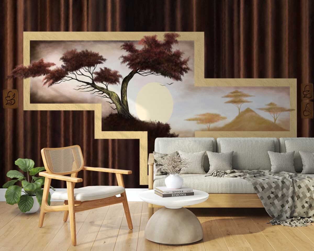 Papier peint lever de soleil sur un vieux bonsaï