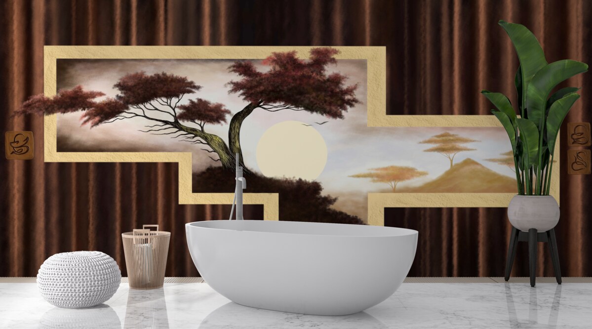 Papier peint lever de soleil sur un vieux bonsaï