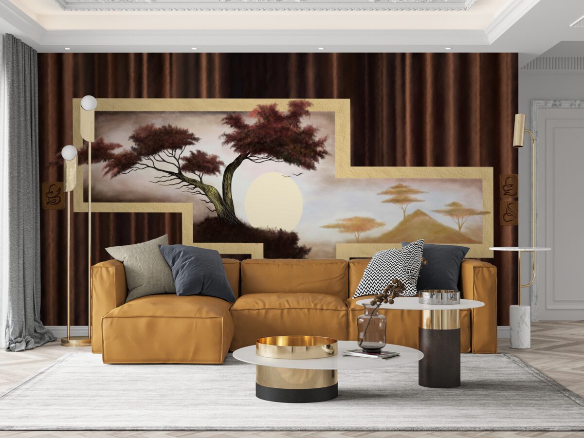 Papier peint lever de soleil sur un vieux bonsaï