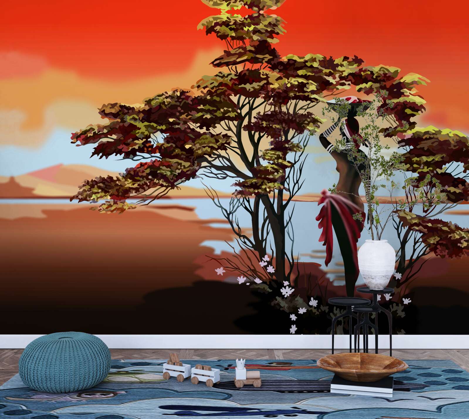 Papier peint femme dans une oasis en afrique