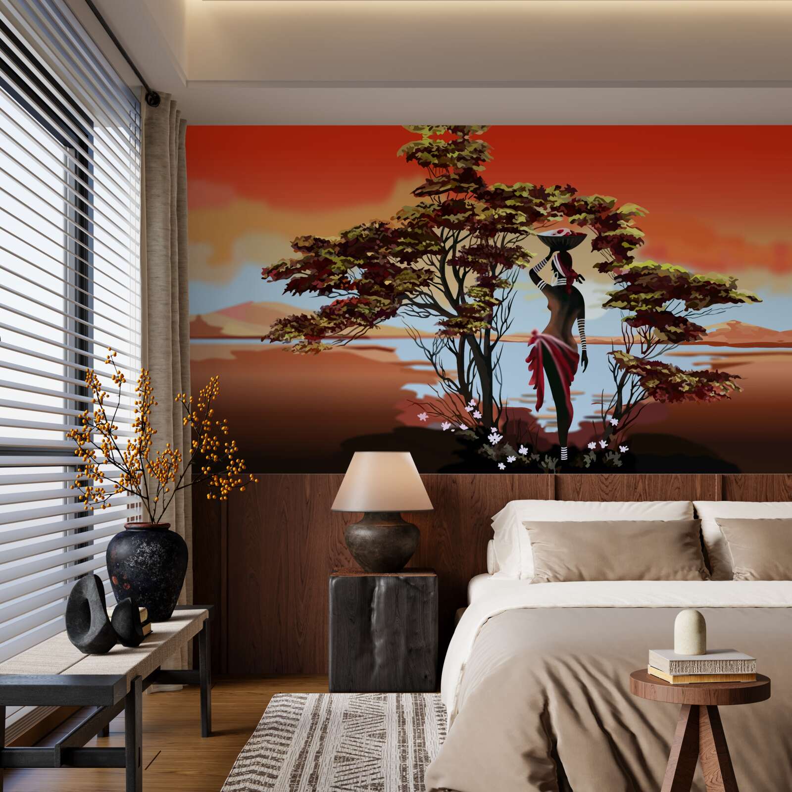 Papier peint femme dans une oasis en afrique