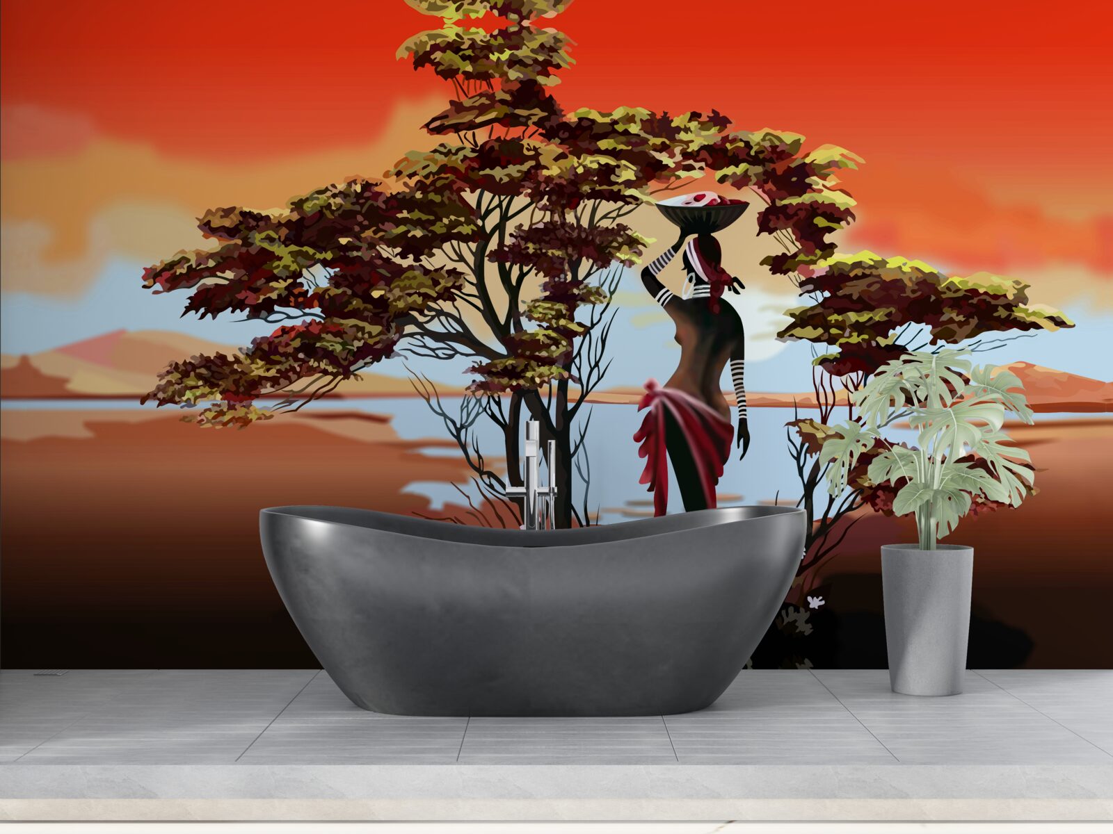 Papier peint femme dans une oasis en afrique