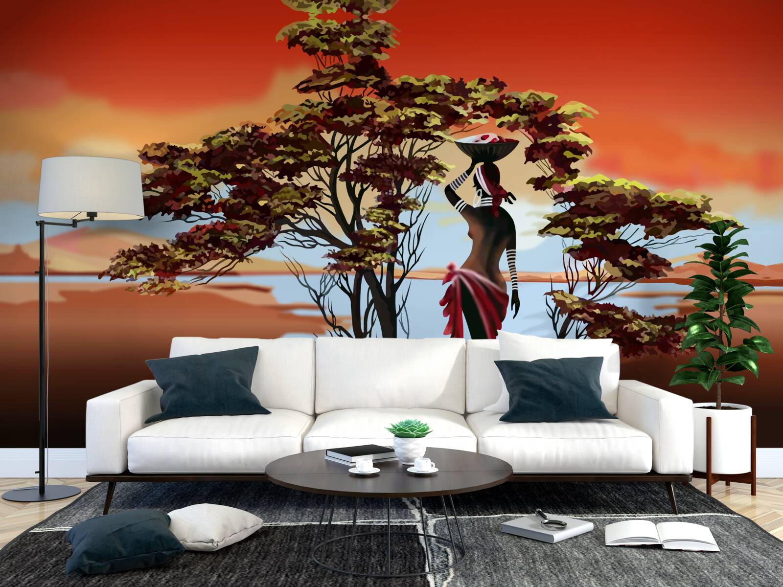 Papier peint femme dans une oasis en afrique