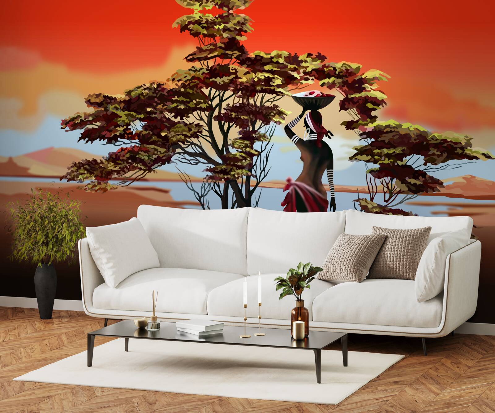 Papier peint femme dans une oasis en afrique