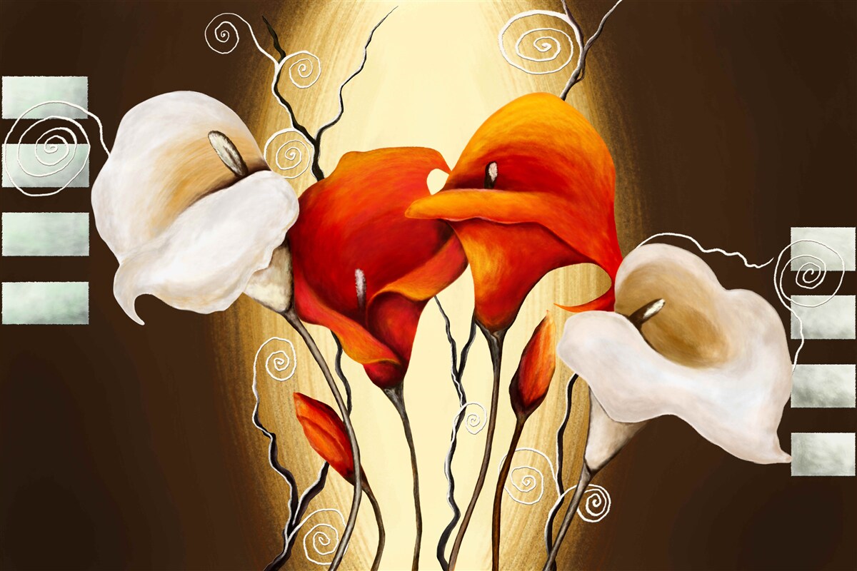 Papier peint callae rouge et blanc