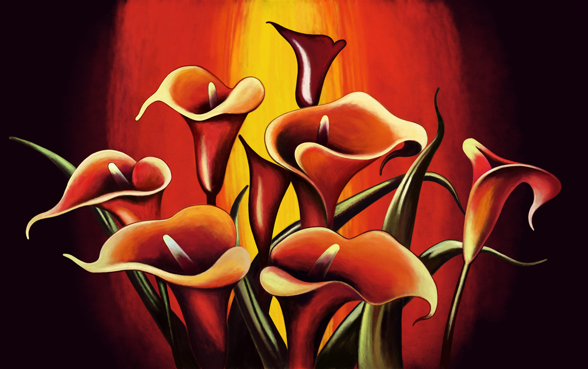 Papier peint callae à fleurs de feu