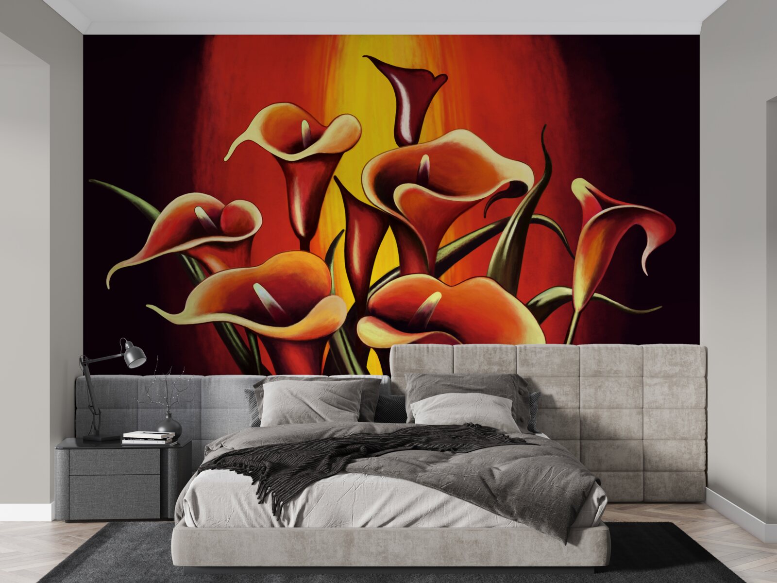 Papier peint callae à fleurs de feu