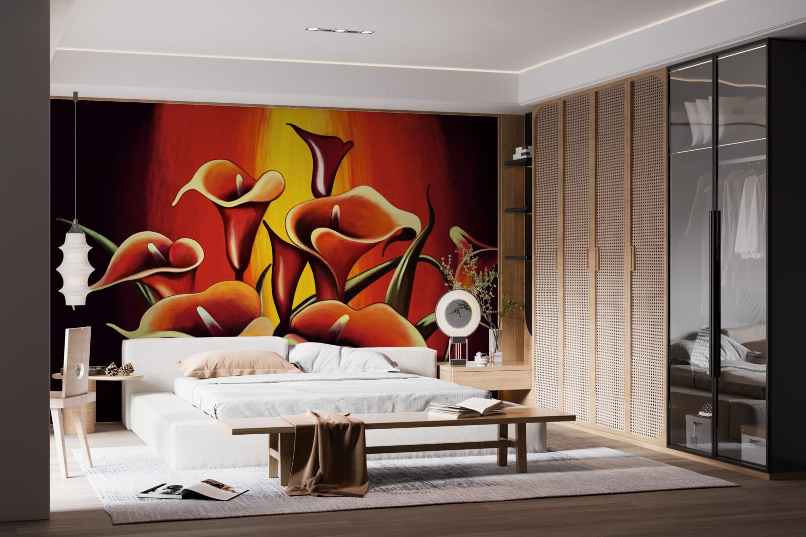 Papier peint callae à fleurs de feu