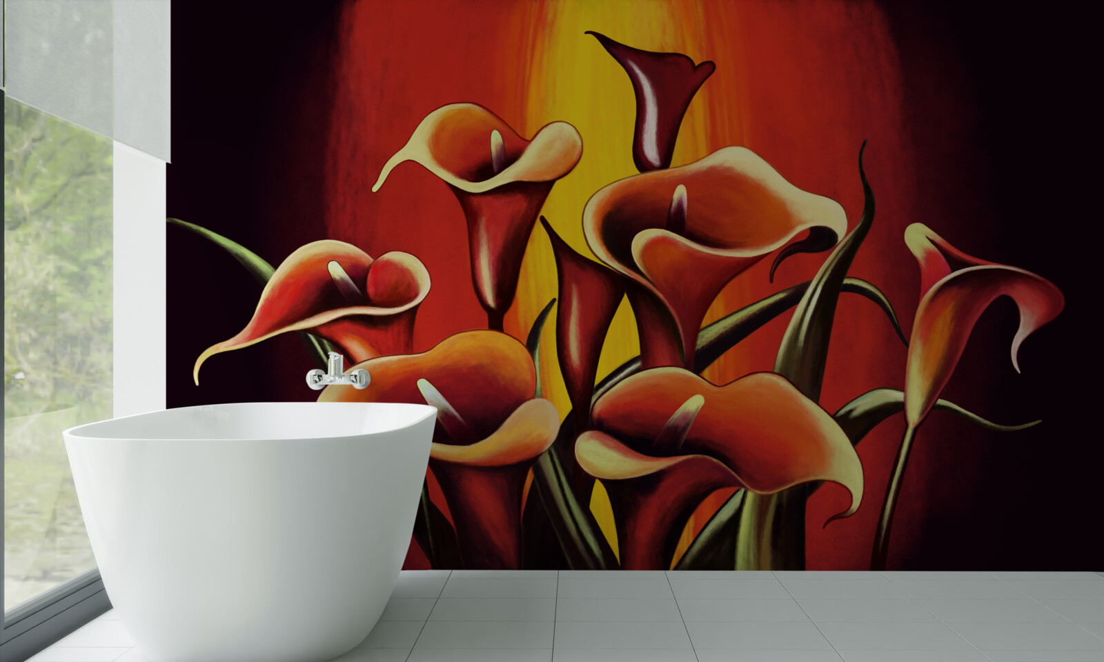 Papier peint callae à fleurs de feu