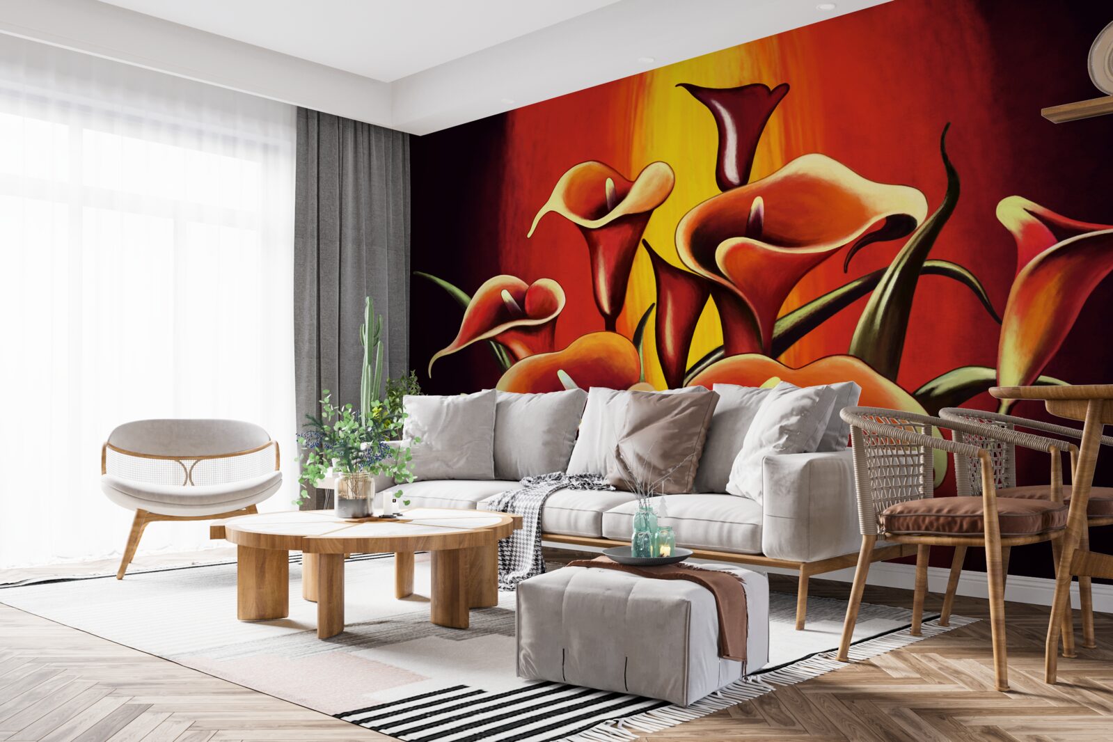 Papier peint callae à fleurs de feu