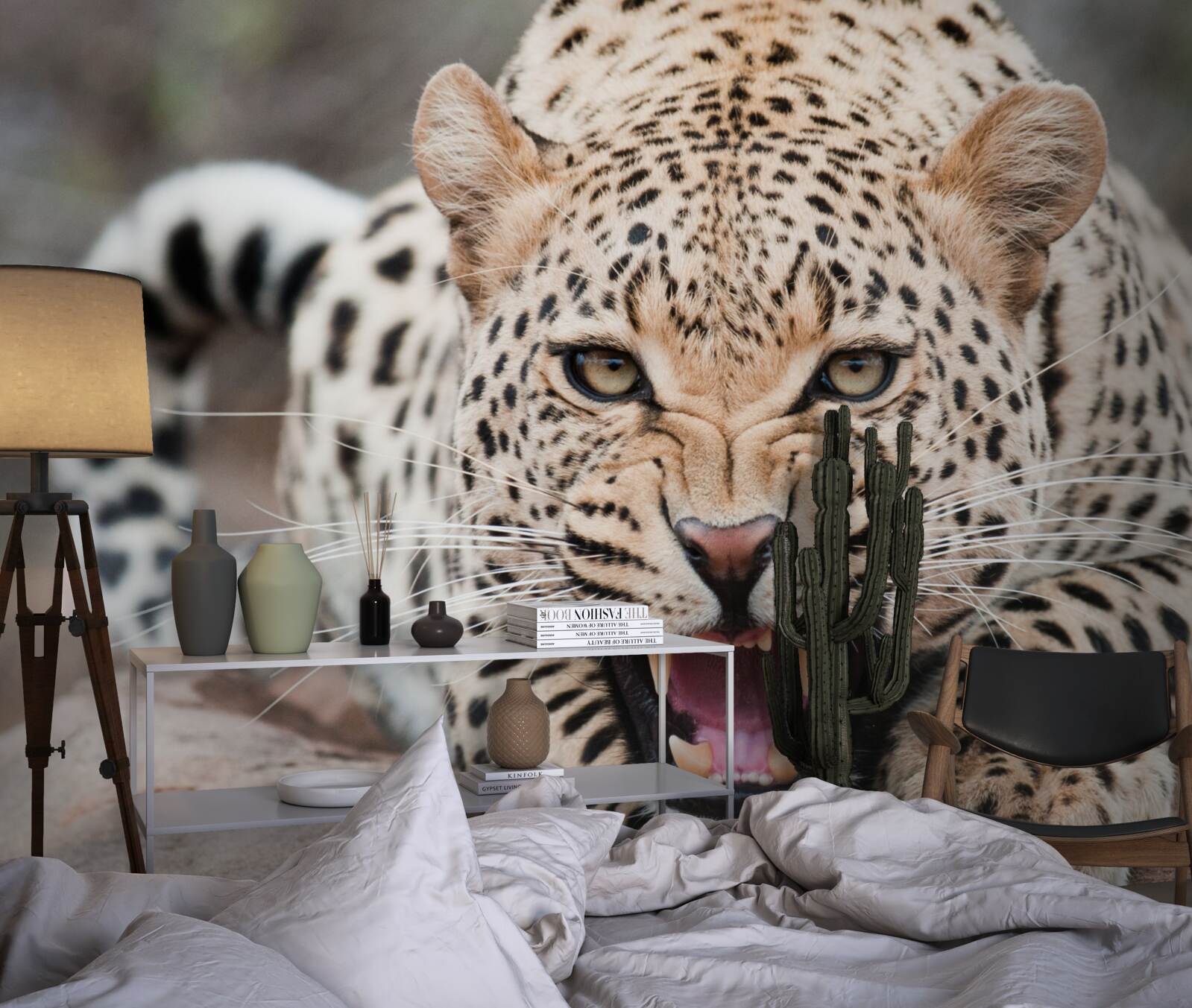 Papier peint léopard sur le point de sauter