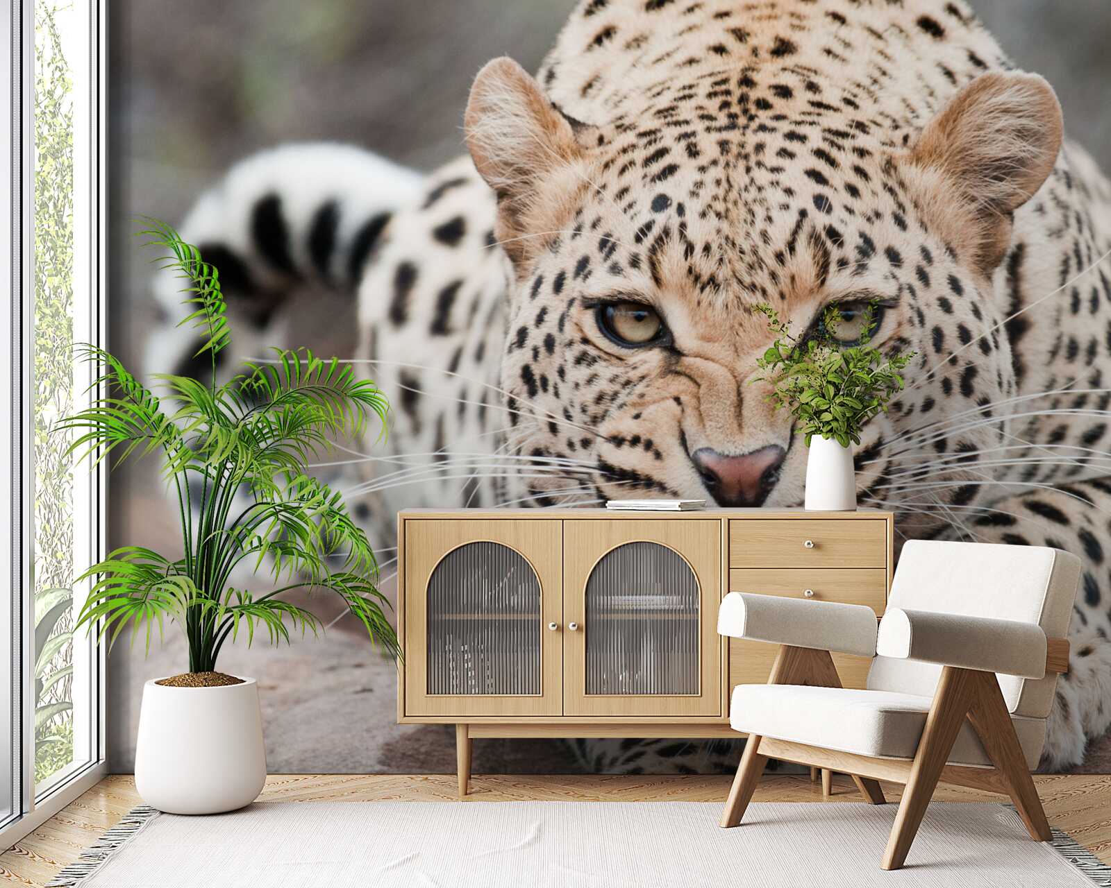 Papier peint léopard sur le point de sauter