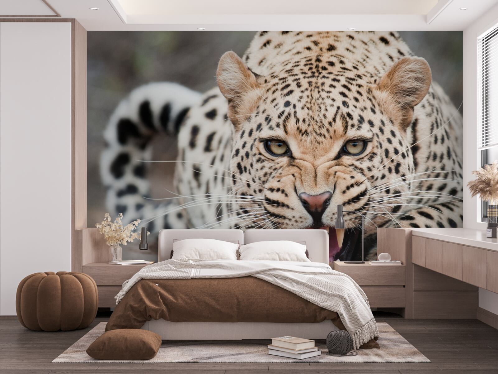 Papier peint léopard sur le point de sauter