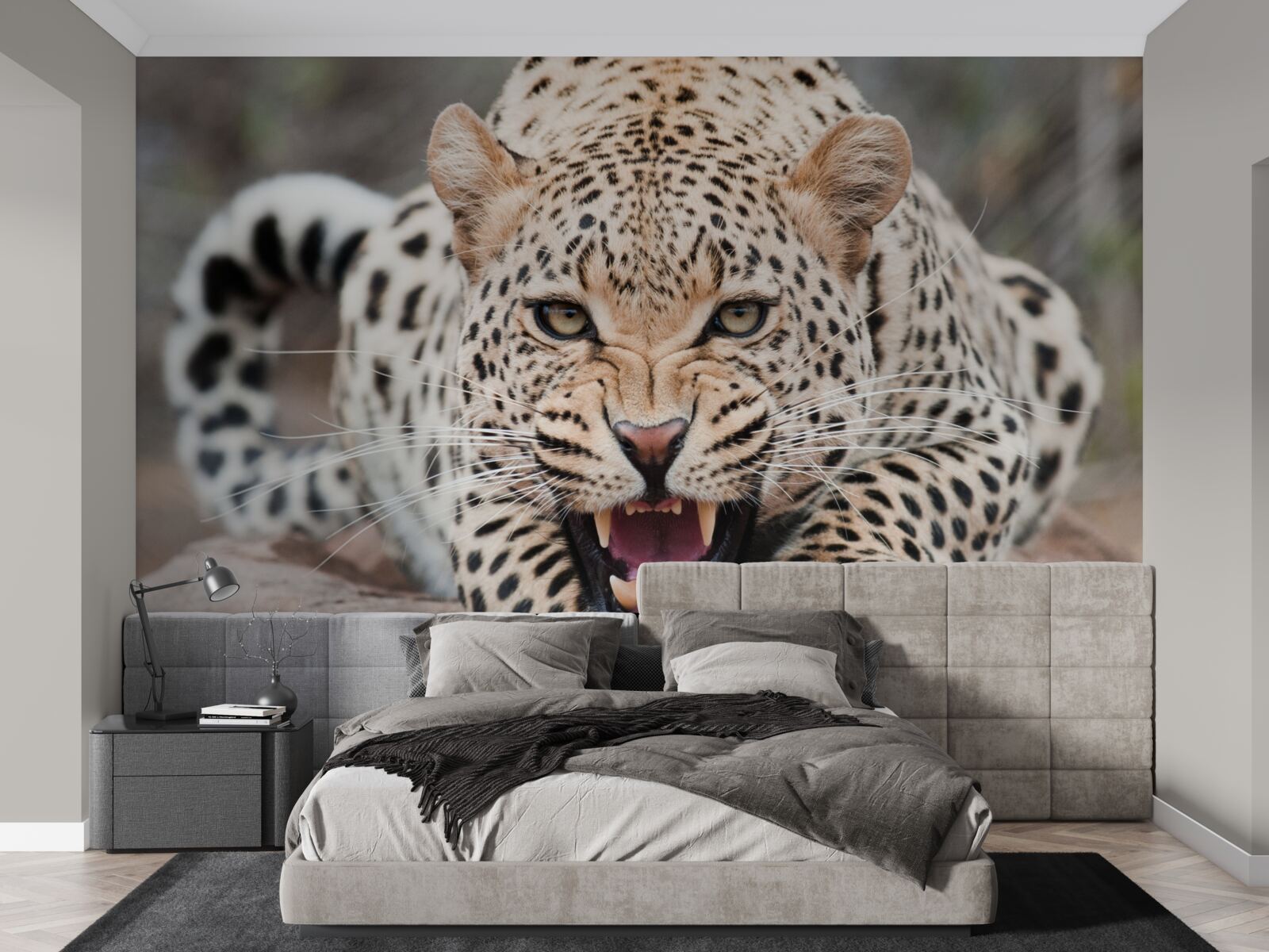 Papier peint léopard sur le point de sauter