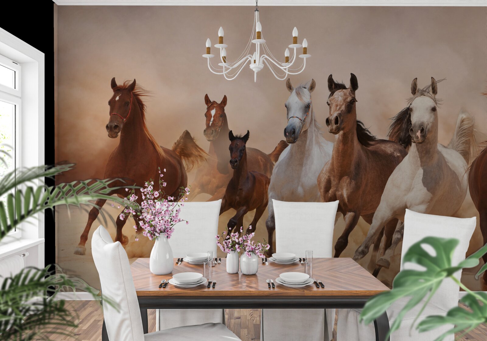 Papier peint troupeau de chevaux libres