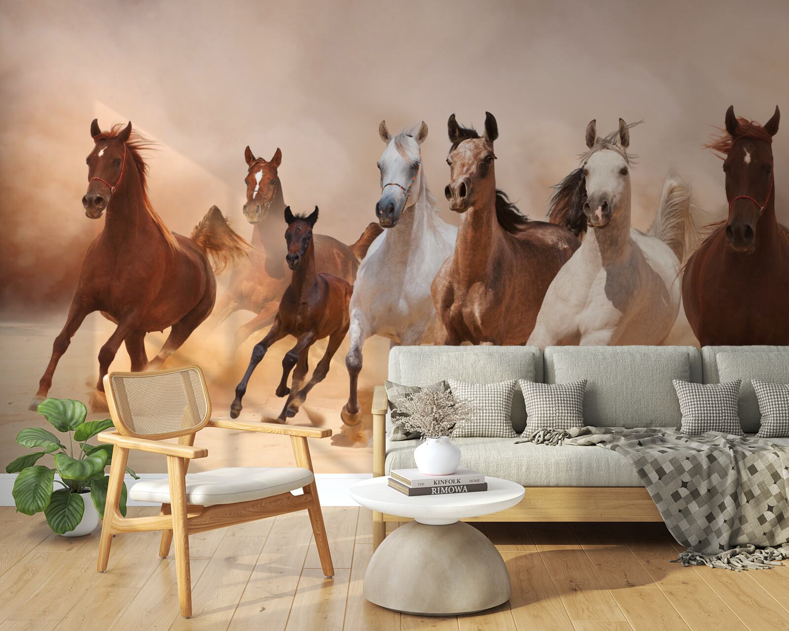 Papier peint troupeau de chevaux libres