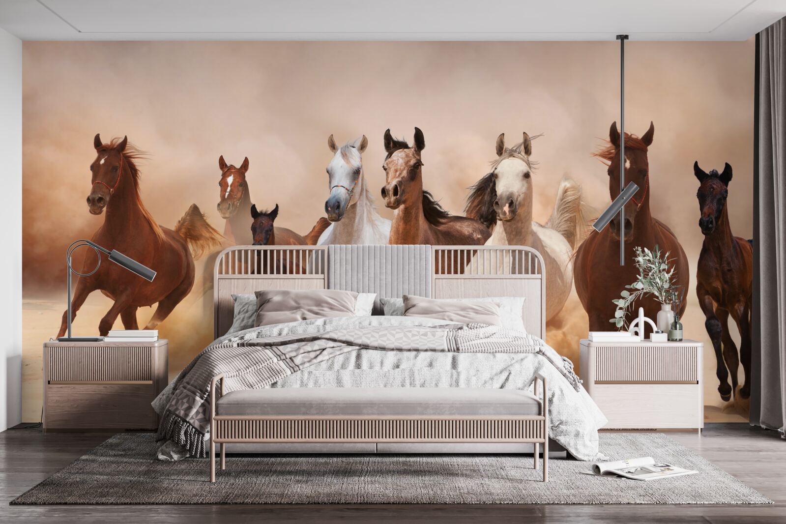 Papier peint troupeau de chevaux libres