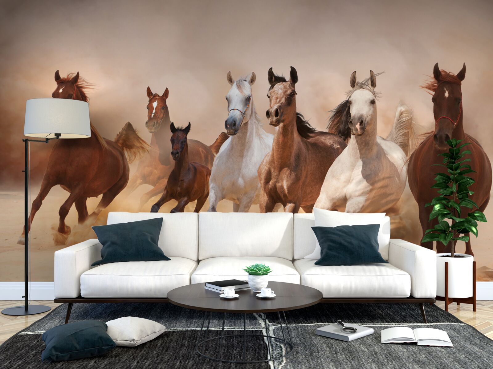 Papier peint troupeau de chevaux libres