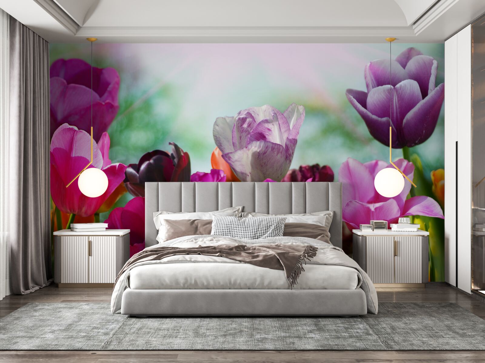 Papier peint tulipes de différentes couleurs