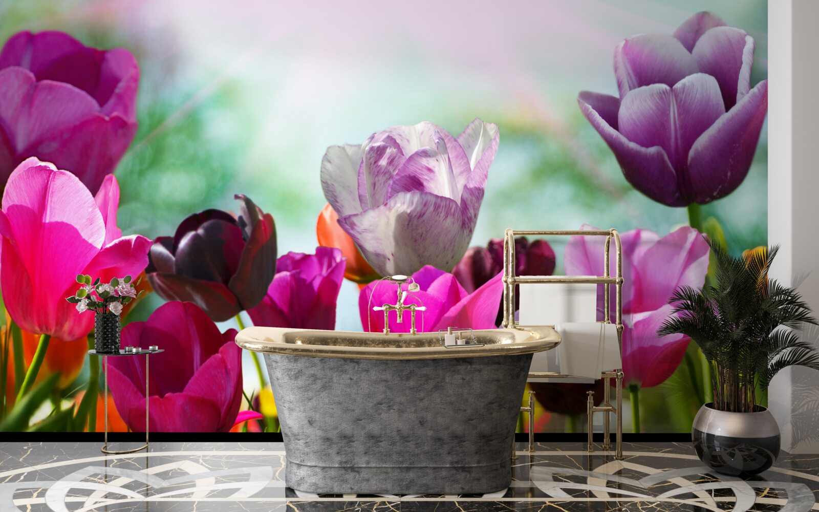 Papier peint tulipes de différentes couleurs