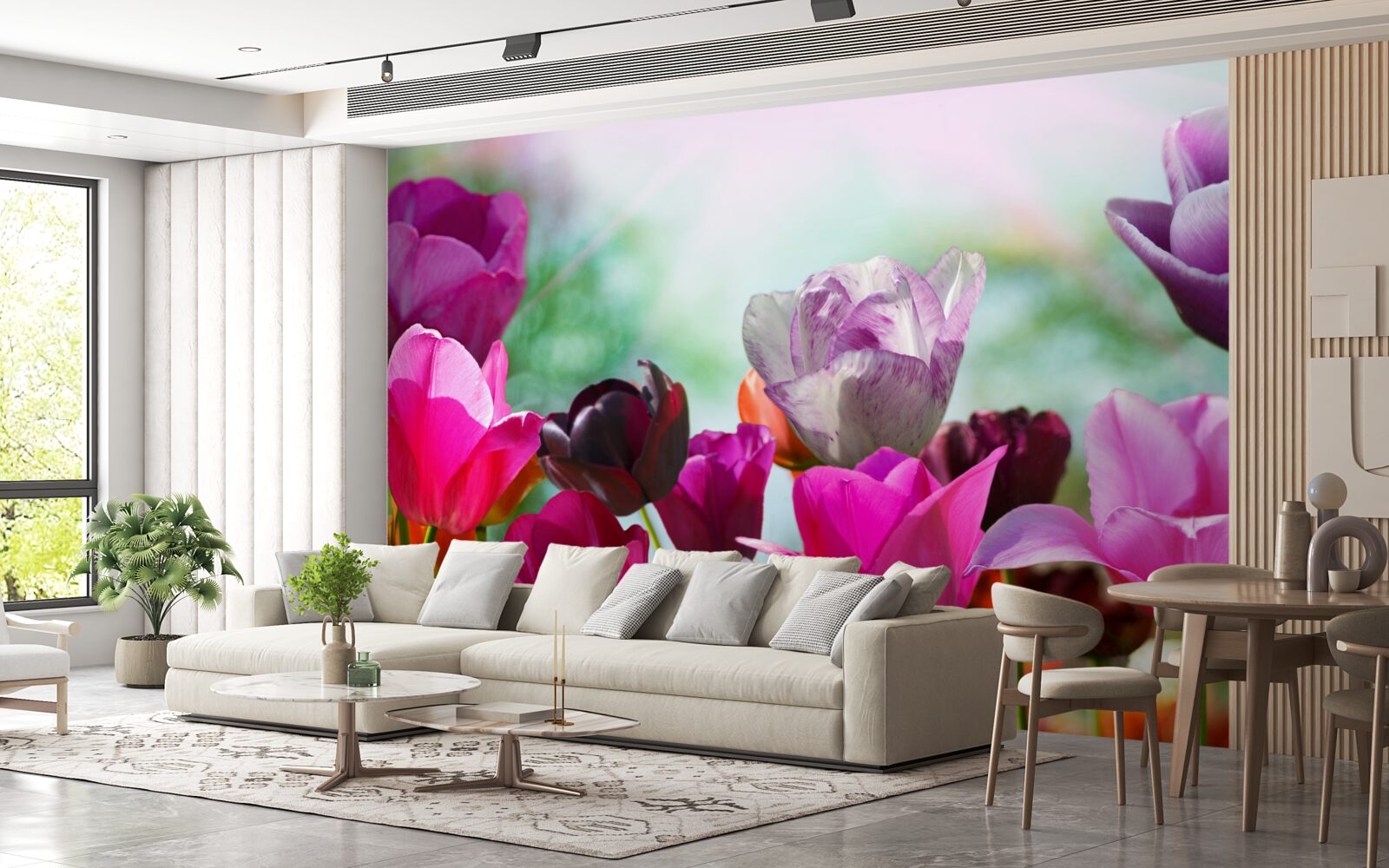 Papier peint tulipes de différentes couleurs