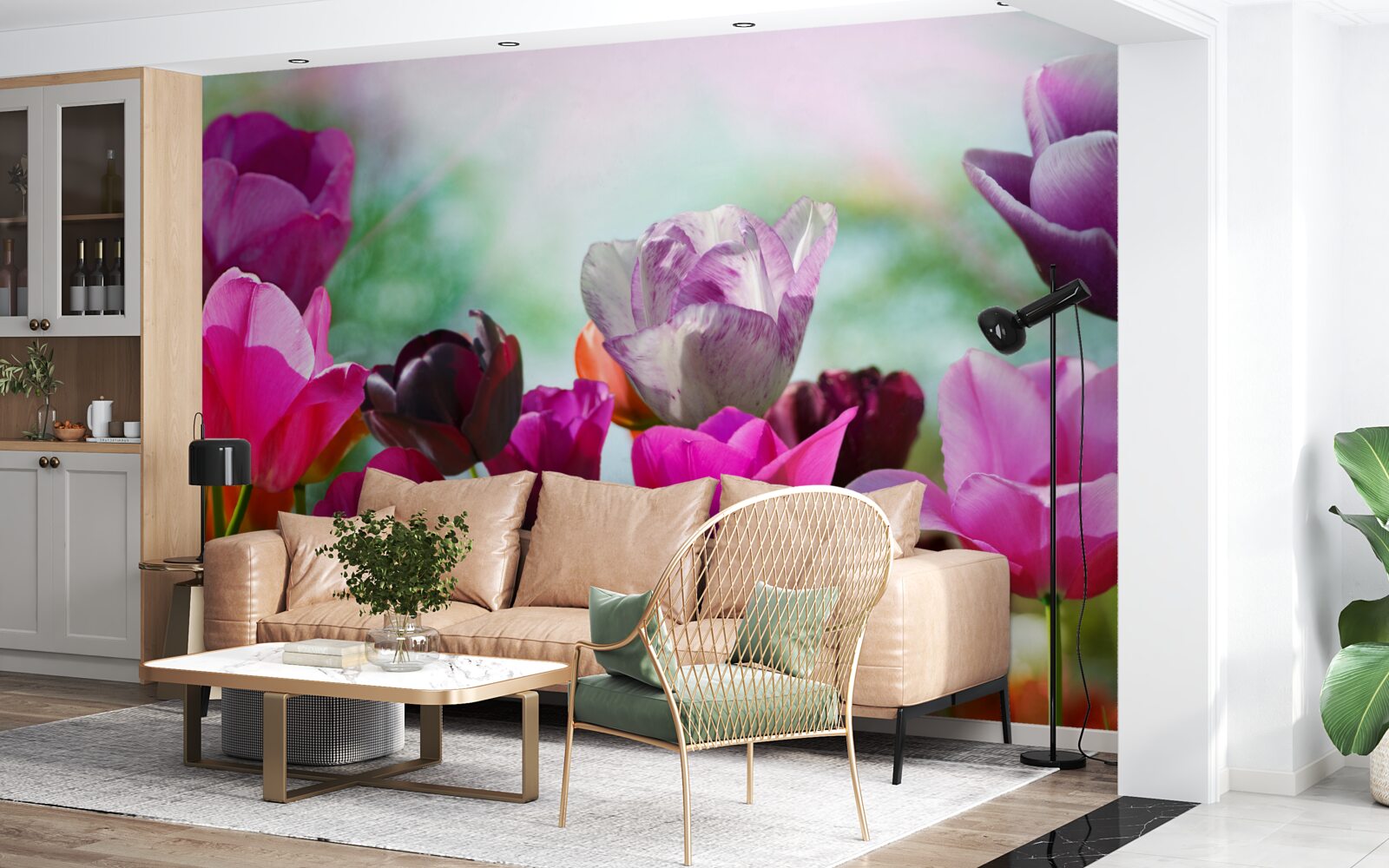 Papier peint tulipes de différentes couleurs