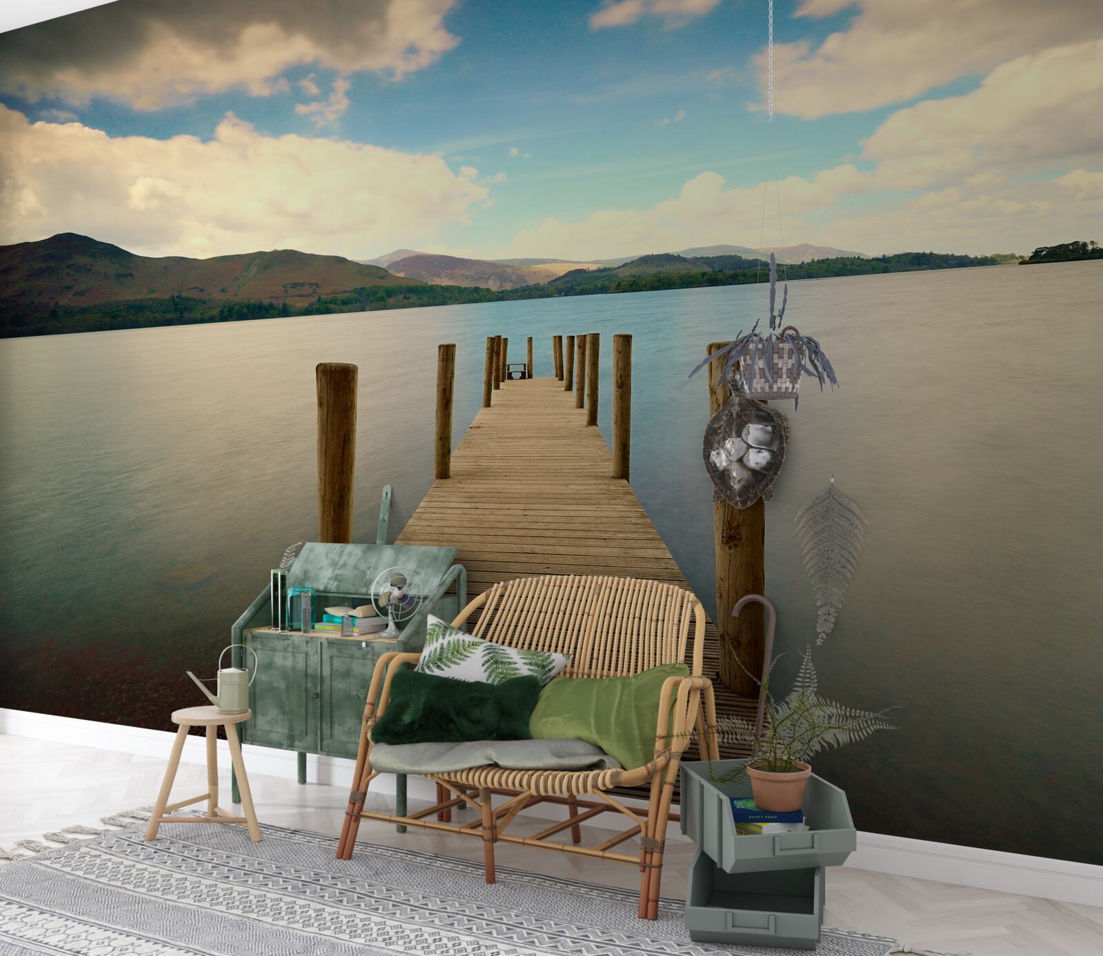 Papier peint jetée en bois sur la côte