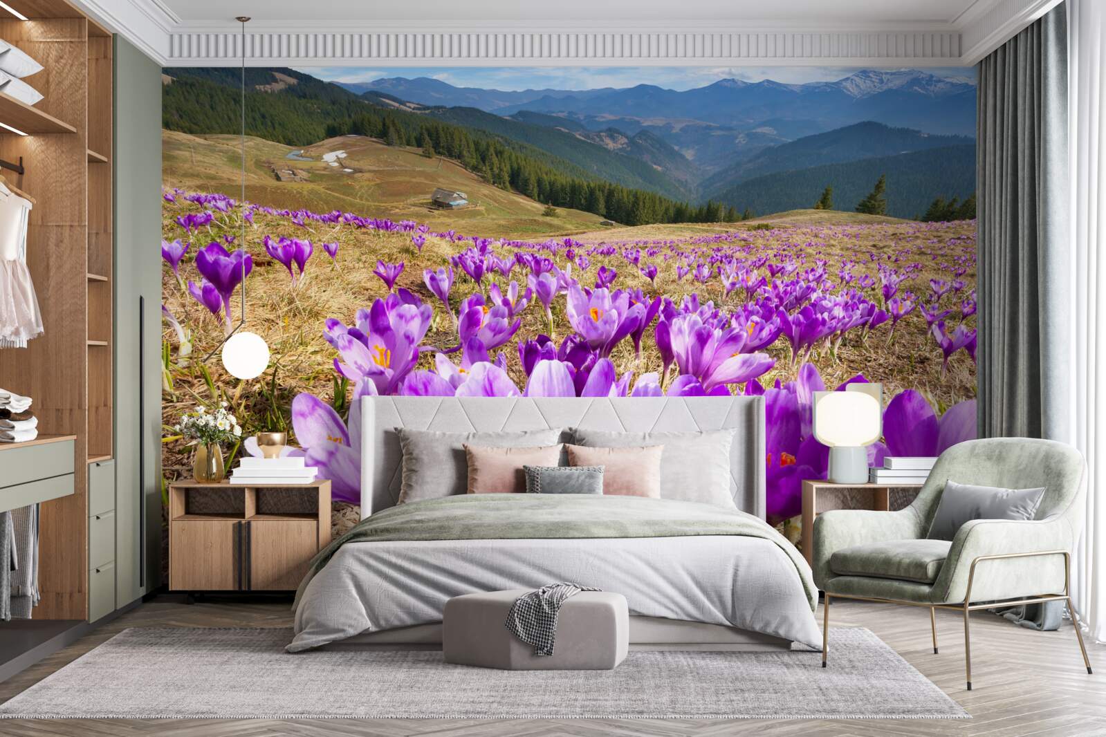 Papier peint les crocus de montagne sont violets