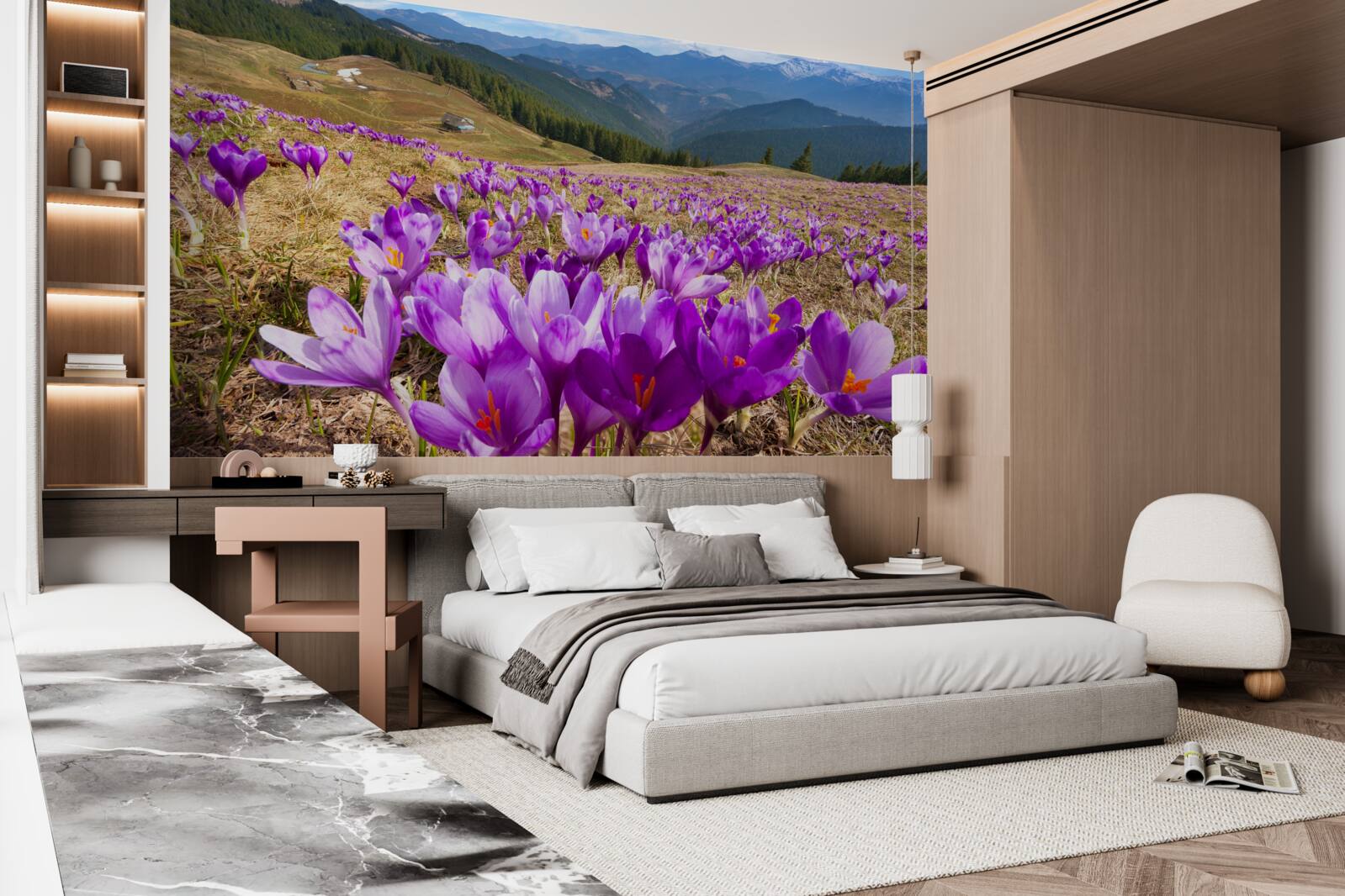 Papier peint les crocus de montagne sont violets