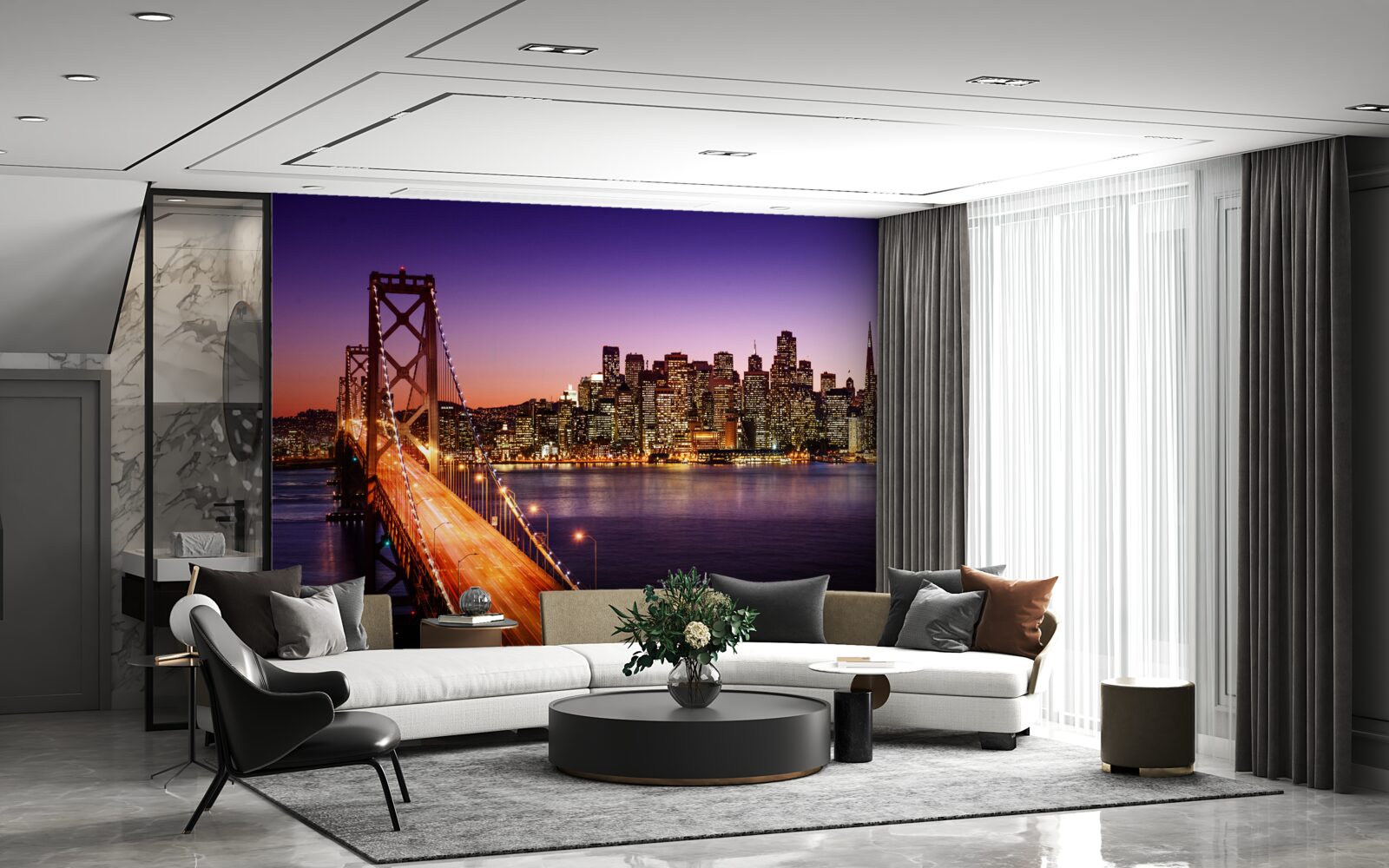 Papier peint les lumières nocturnes du pont de san francisco