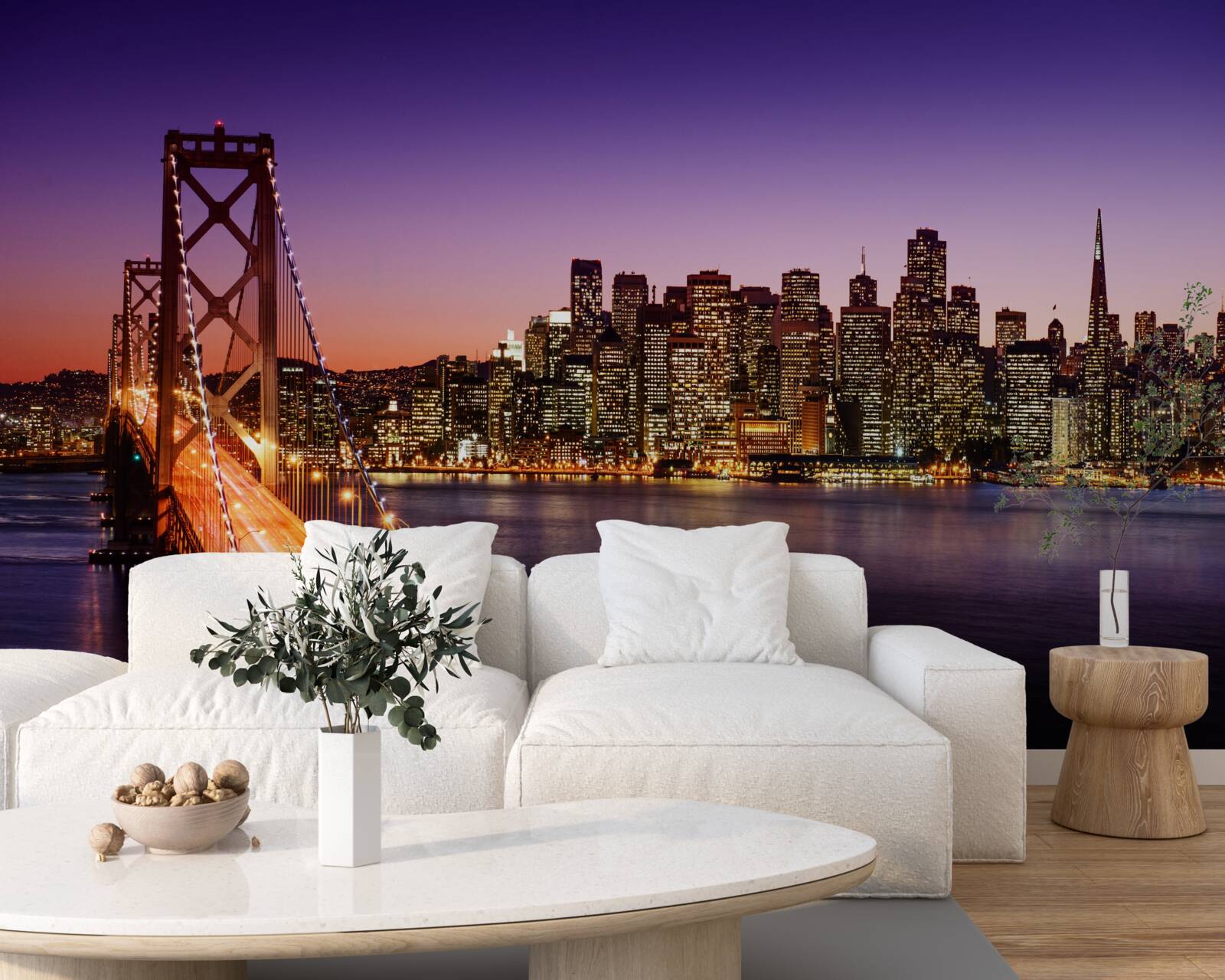 Papier peint les lumières nocturnes du pont de san francisco