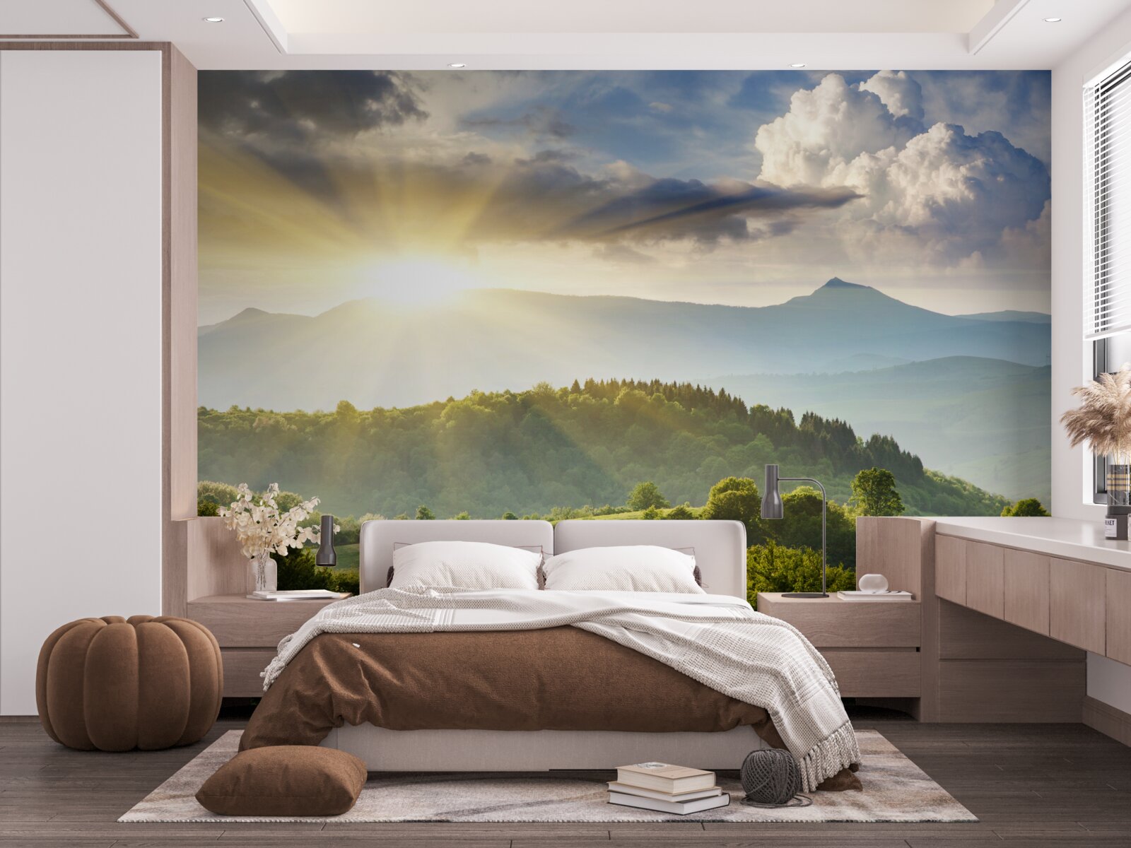 Papier peint soleil matinal sur les sommets des montagnes