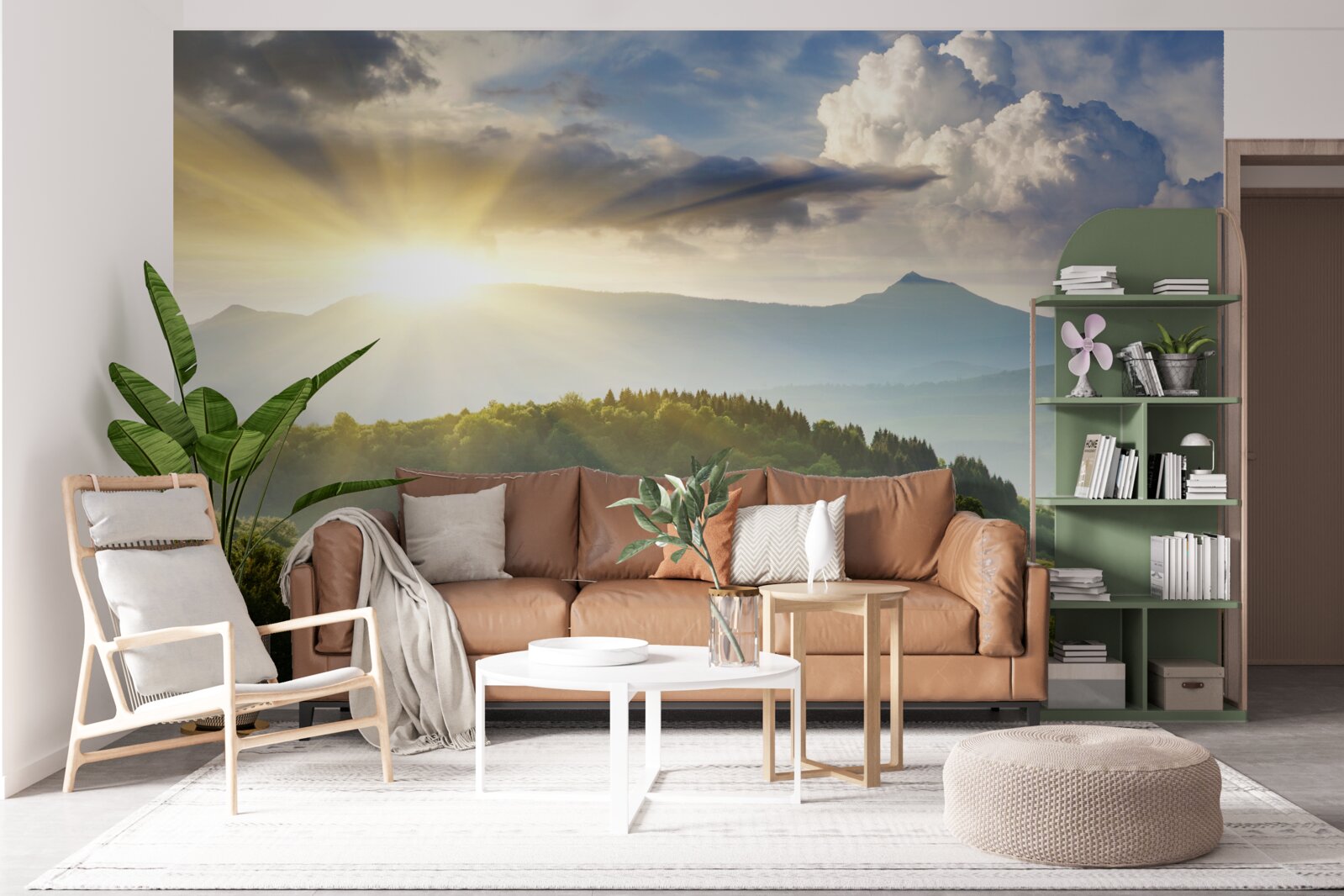 Papier peint soleil matinal sur les sommets des montagnes