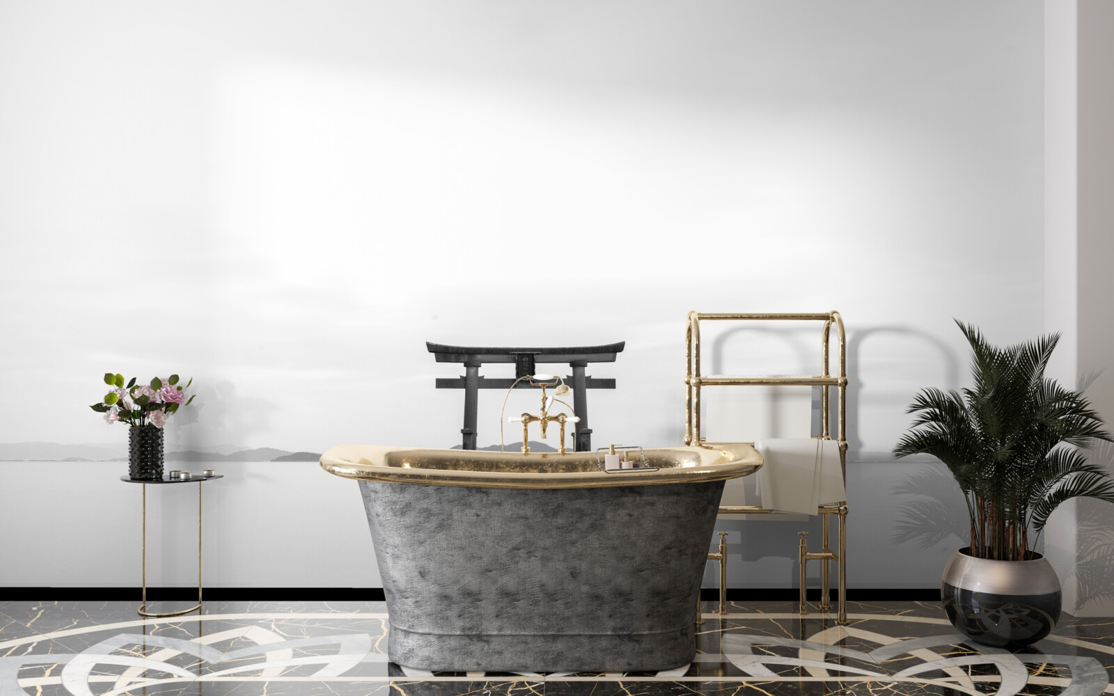 Papier peint tori gate dans l'océan