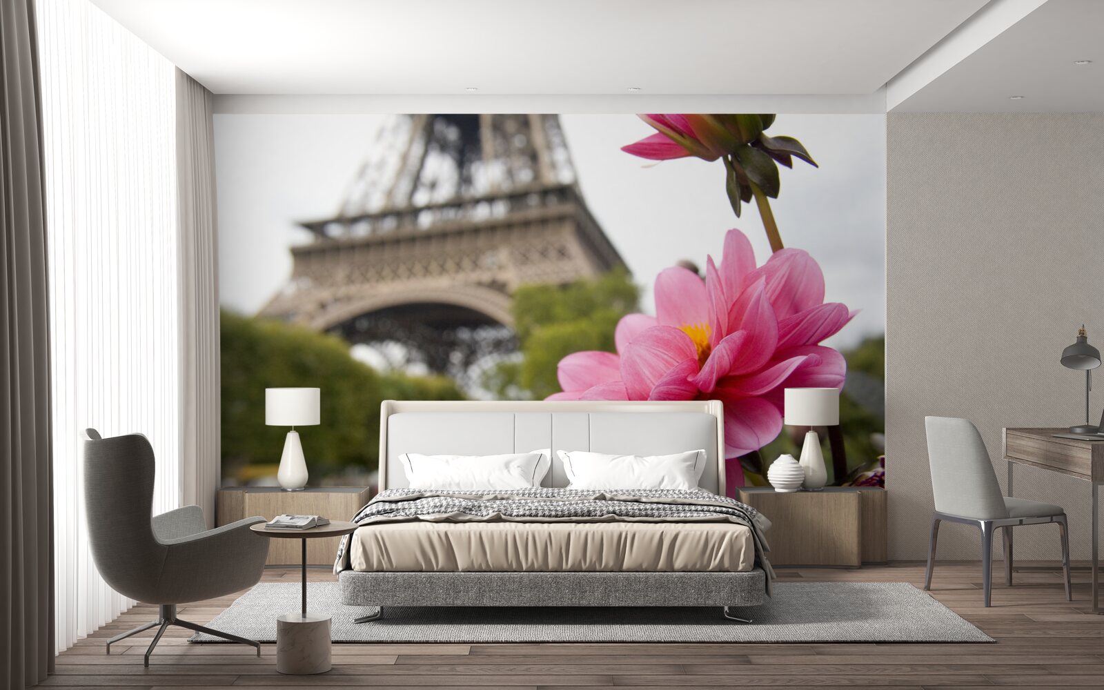 Papier peint des fleurs éblouissantes et luxuriantes dans la capitale française