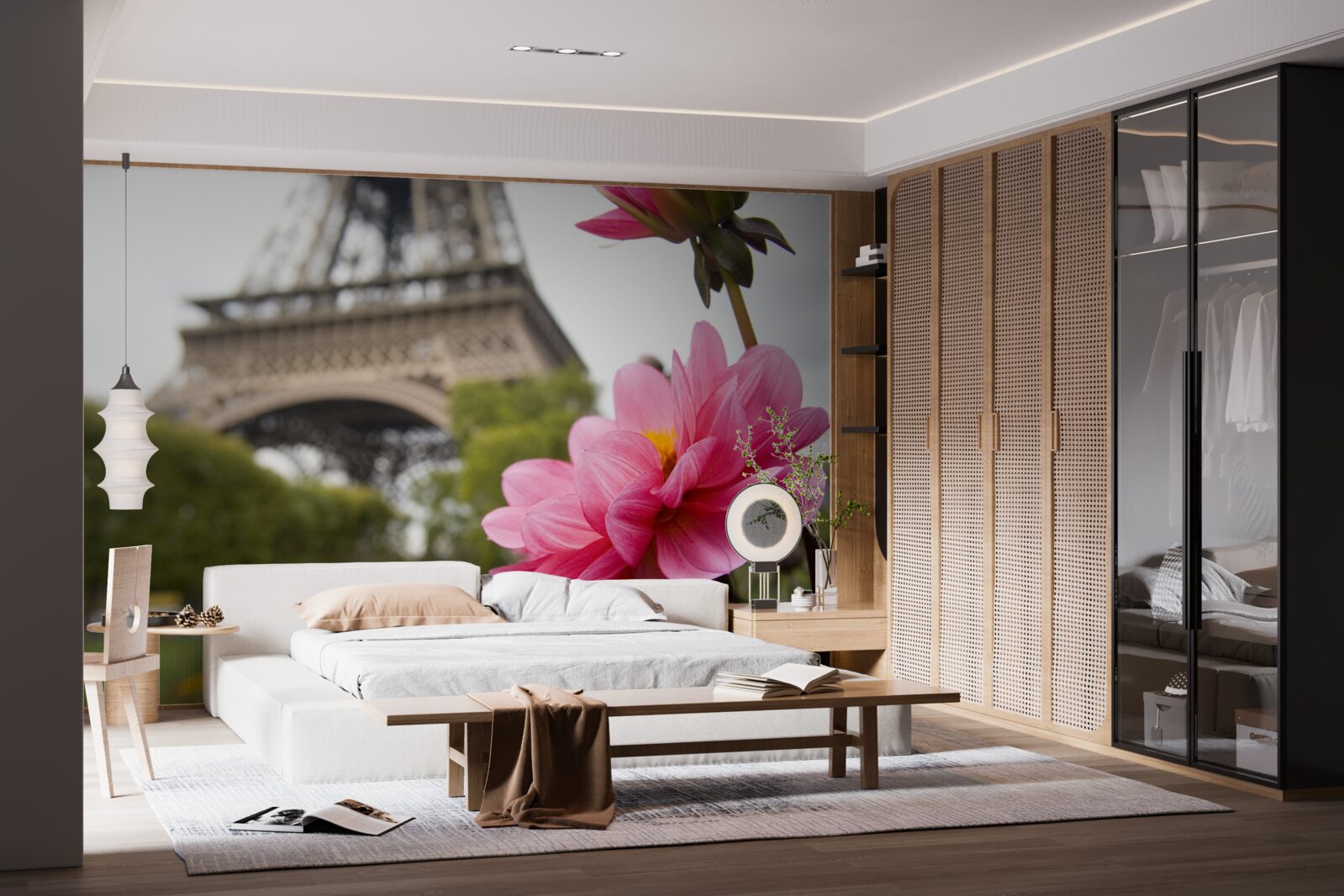 Papier peint des fleurs éblouissantes et luxuriantes dans la capitale française