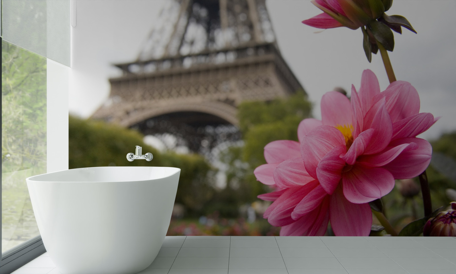 Papier peint des fleurs éblouissantes et luxuriantes dans la capitale française