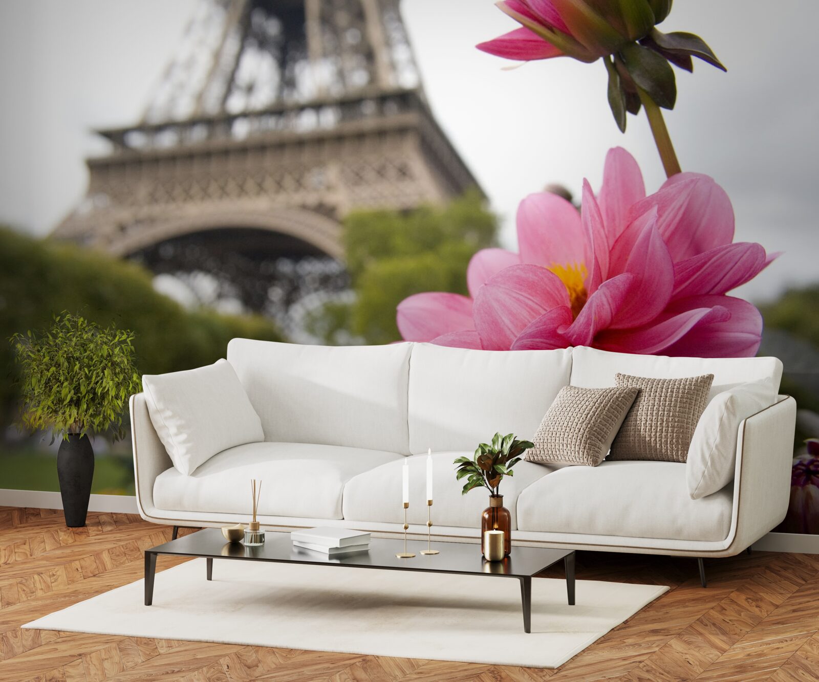 Papier peint des fleurs éblouissantes et luxuriantes dans la capitale française