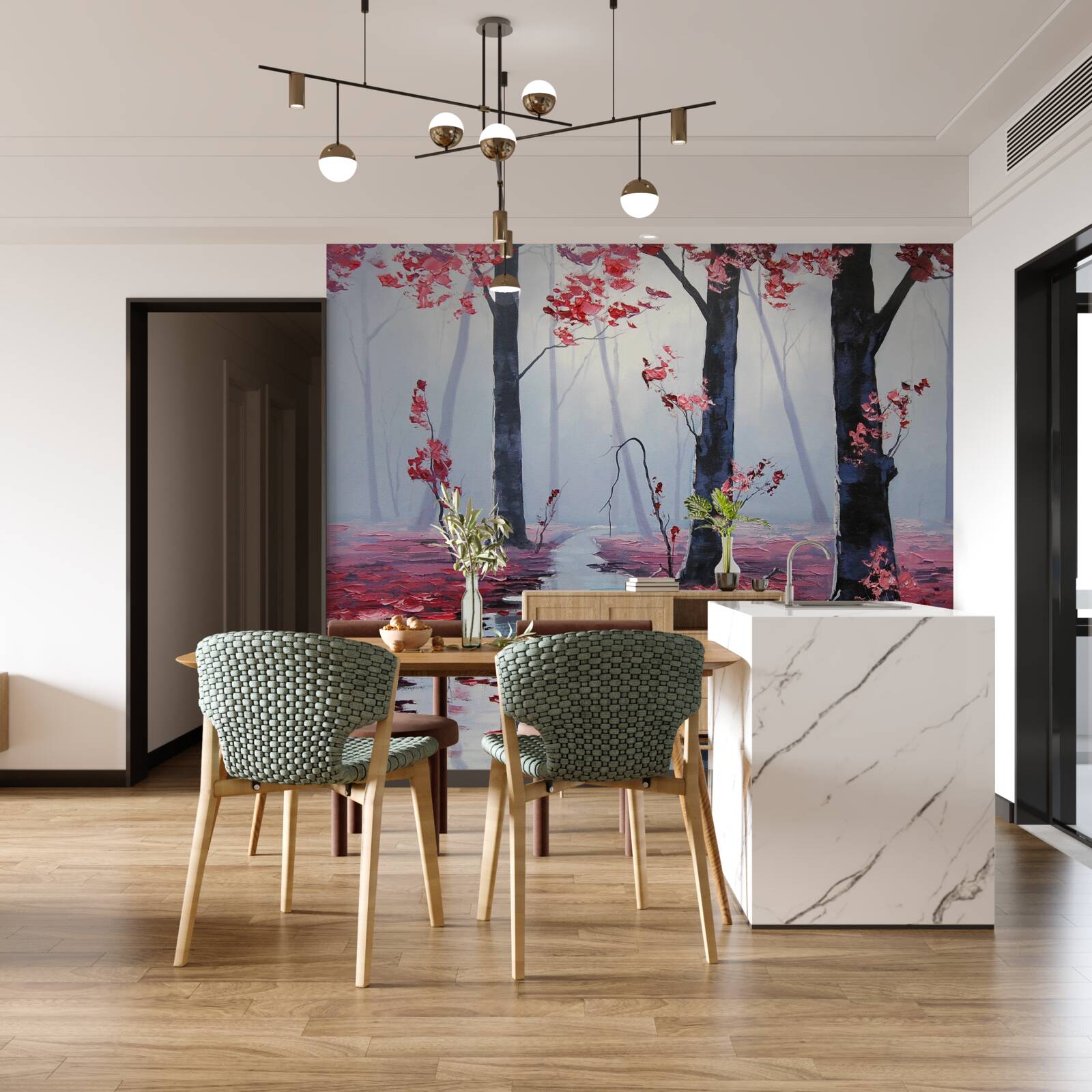 Papier peint reflet des feuilles d'automne dans l'eau