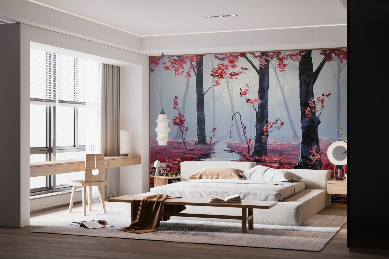 Papier peint reflet des feuilles d'automne dans l'eau