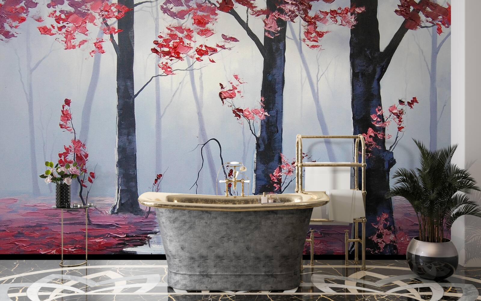 Papier peint reflet des feuilles d'automne dans l'eau