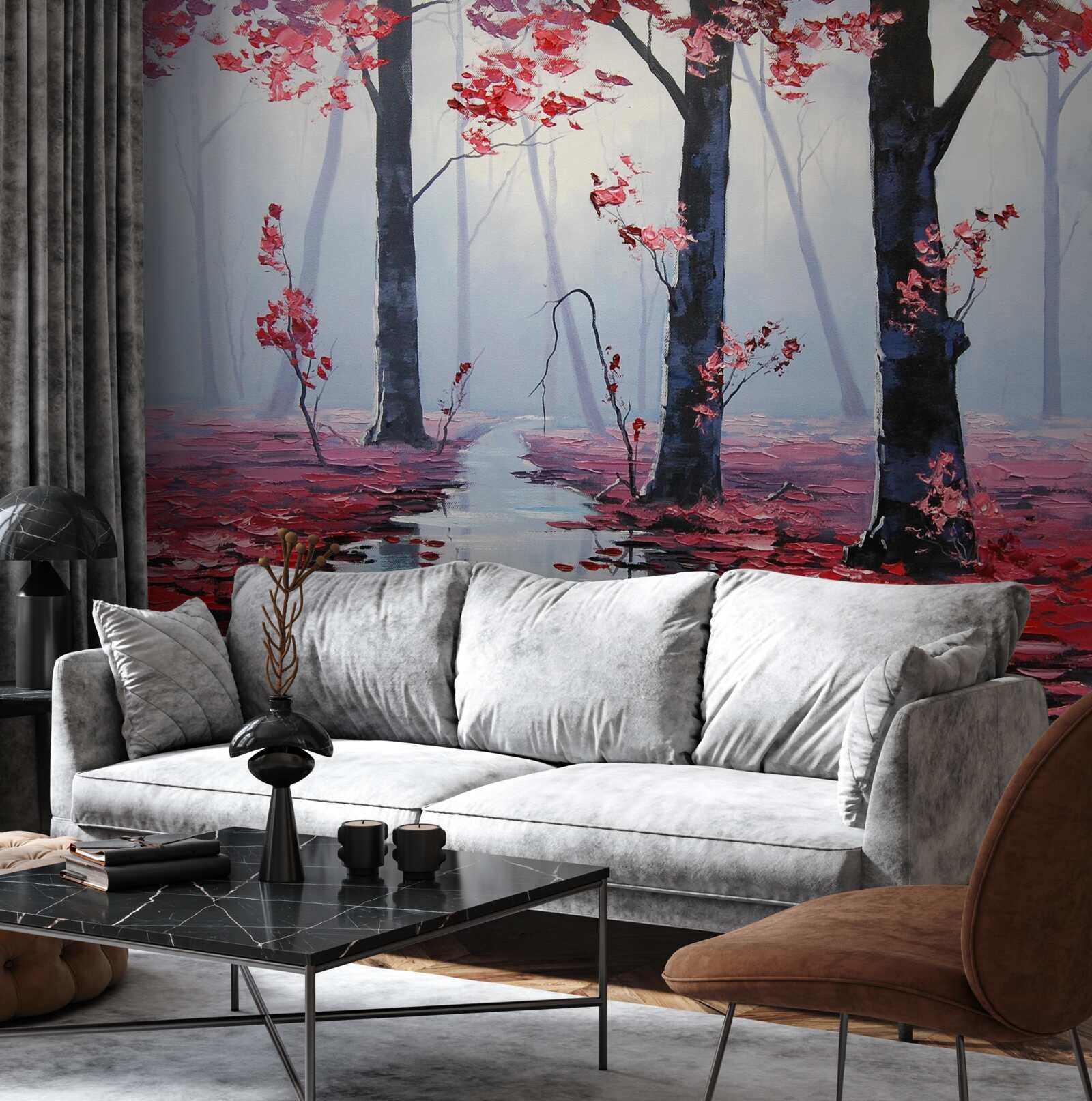 Papier peint reflet des feuilles d'automne dans l'eau