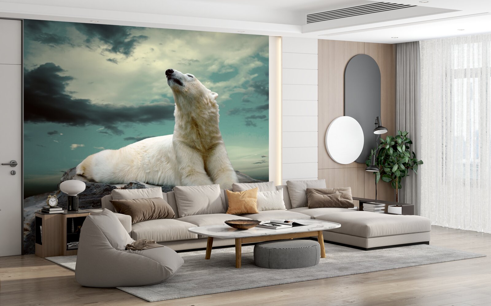 Papier peint ours polaire se reposant sur un rocher